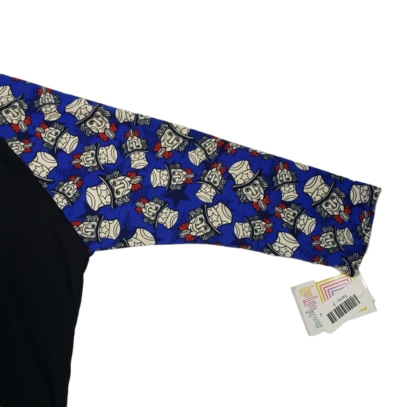 LuLaRoe Uncle Sam Print Raglan Shirt Size Small Long Sleeved July 4 Patriotic - Picture 6 of 12